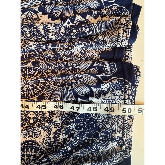 Woman Navy Blue White Paisley Maxi Dress Boho Medallion Bandanna Print Summer 1X - Picture 11 of 11